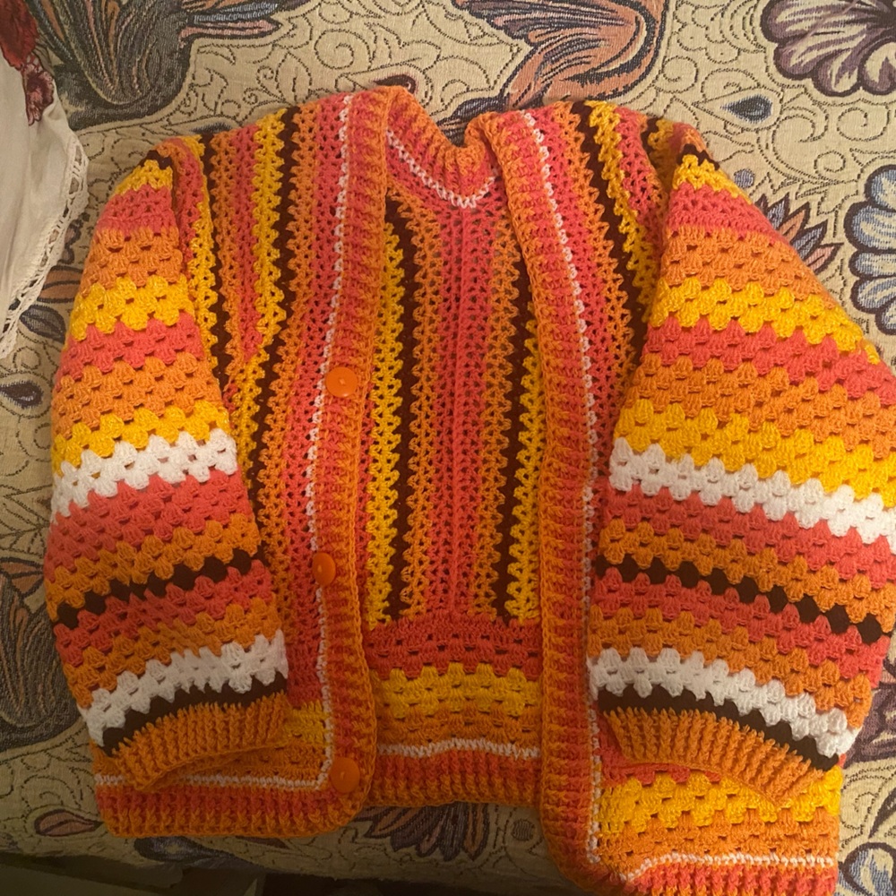 Vibrant Multicolor Crochet Handmade Cardigan